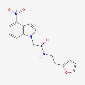 molecular formula C16H15N3O4 B10983740 N-[2-(furan-2-yl)ethyl]-2-(4-nitro-1H-indol-1-yl)acetamide 