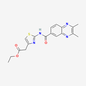 molecular formula C18H18N4O3S B10983786 Ethyl (2-{[(2,3-dimethylquinoxalin-6-yl)carbonyl]amino}-1,3-thiazol-4-yl)acetate 