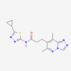 molecular formula C15H17N7OS B10983848 N-(5-cyclopropyl-1,3,4-thiadiazol-2-yl)-3-(6,8-dimethyl[1,2,4]triazolo[4,3-b]pyridazin-7-yl)propanamide 