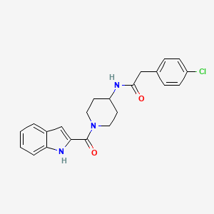 molecular formula C22H22ClN3O2 B10984272 2-(4-chlorophenyl)-N-[1-(1H-indol-2-ylcarbonyl)piperidin-4-yl]acetamide 