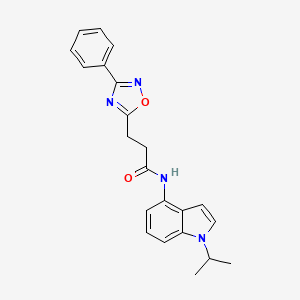 molecular formula C22H22N4O2 B10984310 3-(3-phenyl-1,2,4-oxadiazol-5-yl)-N-[1-(propan-2-yl)-1H-indol-4-yl]propanamide 