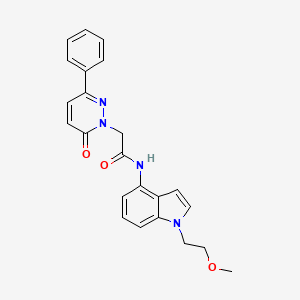 molecular formula C23H22N4O3 B10984327 N-[1-(2-methoxyethyl)-1H-indol-4-yl]-2-(6-oxo-3-phenylpyridazin-1(6H)-yl)acetamide 