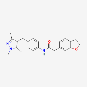 molecular formula C23H25N3O2 B10984340 2-(2,3-dihydro-1-benzofuran-6-yl)-N-{4-[(1,3,5-trimethyl-1H-pyrazol-4-yl)methyl]phenyl}acetamide 