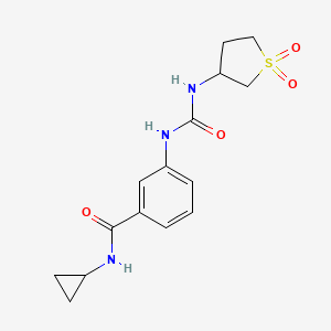 molecular formula C15H19N3O4S B10984427 N-cyclopropyl-3-{[(1,1-dioxidotetrahydrothiophen-3-yl)carbamoyl]amino}benzamide 
