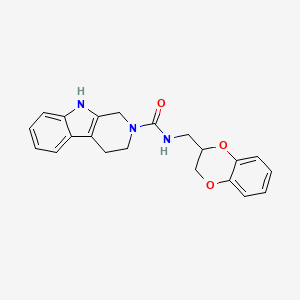 molecular formula C21H21N3O3 B10984483 N-(2,3-dihydro-1,4-benzodioxin-2-ylmethyl)-1,3,4,9-tetrahydro-2H-beta-carboline-2-carboxamide 