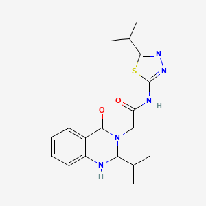 molecular formula C18H23N5O2S B10984497 2-[4-oxo-2-(propan-2-yl)-1,4-dihydroquinazolin-3(2H)-yl]-N-[(2Z)-5-(propan-2-yl)-1,3,4-thiadiazol-2(3H)-ylidene]acetamide 