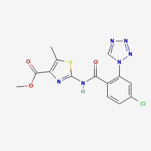 molecular formula C14H11ClN6O3S B10984561 methyl 2-({[4-chloro-2-(1H-tetrazol-1-yl)phenyl]carbonyl}amino)-5-methyl-1,3-thiazole-4-carboxylate 