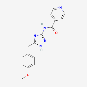 molecular formula C16H15N5O2 B10984591 N-[3-(4-methoxybenzyl)-1H-1,2,4-triazol-5-yl]pyridine-4-carboxamide 