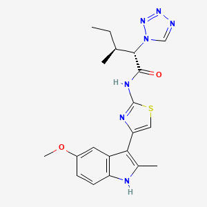 molecular formula C20H23N7O2S B10984598 (2S)-N-[(2E)-4-(5-methoxy-2-methyl-1H-indol-3-yl)-1,3-thiazol-2(3H)-ylidene]-3-methyl-2-(1H-tetrazol-1-yl)pentanamide 
