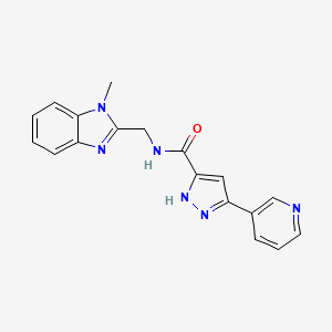 molecular formula C18H16N6O B10984621 N-[(1-methyl-1H-benzimidazol-2-yl)methyl]-5-(pyridin-3-yl)-1H-pyrazole-3-carboxamide 