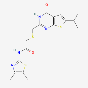 molecular formula C17H20N4O2S3 B10984628 N-(4,5-dimethyl-1,3-thiazol-2-yl)-2-({[4-hydroxy-6-(propan-2-yl)thieno[2,3-d]pyrimidin-2-yl]methyl}sulfanyl)acetamide 