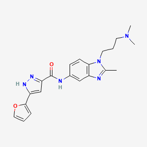 molecular formula C21H24N6O2 B10984652 N-{1-[3-(dimethylamino)propyl]-2-methyl-1H-benzimidazol-5-yl}-5-(furan-2-yl)-1H-pyrazole-3-carboxamide 