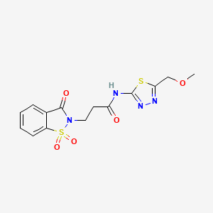 molecular formula C14H14N4O5S2 B10984818 3-(1,1-dioxido-3-oxo-1,2-benzothiazol-2(3H)-yl)-N-[5-(methoxymethyl)-1,3,4-thiadiazol-2-yl]propanamide 