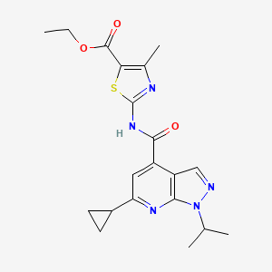 molecular formula C20H23N5O3S B10984990 ethyl 2-({[6-cyclopropyl-1-(propan-2-yl)-1H-pyrazolo[3,4-b]pyridin-4-yl]carbonyl}amino)-4-methyl-1,3-thiazole-5-carboxylate 