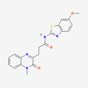 molecular formula C20H18N4O3S B10985034 N-(6-methoxy-1,3-benzothiazol-2-yl)-3-(4-methyl-3-oxo-3,4-dihydroquinoxalin-2-yl)propanamide 