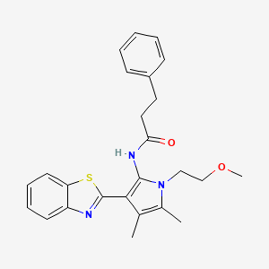 molecular formula C25H27N3O2S B10985147 N-[3-(1,3-benzothiazol-2-yl)-1-(2-methoxyethyl)-4,5-dimethyl-1H-pyrrol-2-yl]-3-phenylpropanamide 