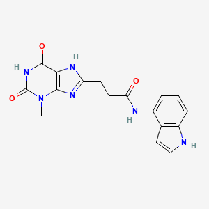 molecular formula C17H16N6O3 B10985326 N-(1H-indol-4-yl)-3-(3-methyl-2,6-dioxo-2,3,6,7-tetrahydro-1H-purin-8-yl)propanamide 