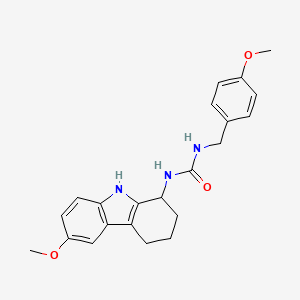 molecular formula C22H25N3O3 B10988022 N-(4-Methoxybenzyl)-N'-(6-methoxy-2,3,4,9-tetrahydro-1H-carbazol-1-YL)urea 