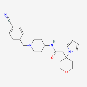 molecular formula C24H30N4O2 B10988170 N-[1-(4-cyanobenzyl)piperidin-4-yl]-2-[4-(1H-pyrrol-1-yl)tetrahydro-2H-pyran-4-yl]acetamide 