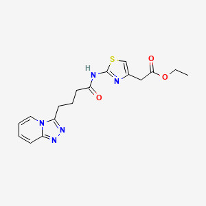 molecular formula C17H19N5O3S B10988851 Ethyl (2-{[4-([1,2,4]triazolo[4,3-a]pyridin-3-yl)butanoyl]amino}-1,3-thiazol-4-yl)acetate 