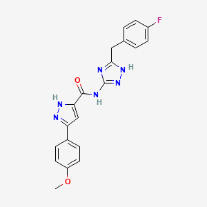 molecular formula C20H17FN6O2 B10988903 N-[5-(4-fluorobenzyl)-1H-1,2,4-triazol-3-yl]-5-(4-methoxyphenyl)-1H-pyrazole-3-carboxamide 