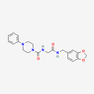 molecular formula C21H24N4O4 B10989912 N-{2-[(1,3-benzodioxol-5-ylmethyl)amino]-2-oxoethyl}-4-phenylpiperazine-1-carboxamide 