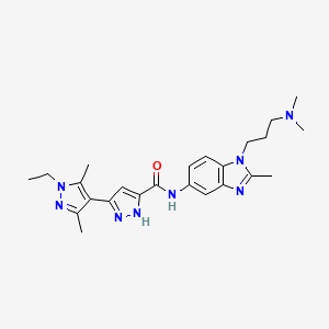 molecular formula C24H32N8O B10990312 N-{1-[3-(dimethylamino)propyl]-2-methyl-1H-benzimidazol-5-yl}-1'-ethyl-3',5'-dimethyl-1'H,2H-3,4'-bipyrazole-5-carboxamide 
