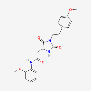 molecular formula C21H23N3O5 B10991035 N-(2-methoxyphenyl)-2-{1-[2-(4-methoxyphenyl)ethyl]-2,5-dioxoimidazolidin-4-yl}acetamide 