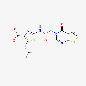 molecular formula C17H18N4O4S2 B10991427 methyl (2E)-5-(2-methylpropyl)-2-{[(4-oxothieno[2,3-d]pyrimidin-3(4H)-yl)acetyl]imino}-2,3-dihydro-1,3-thiazole-4-carboxylate 