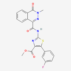 molecular formula C21H15FN4O4S B10991456 Methyl 5-(3-fluorophenyl)-2-{[(3-methyl-4-oxo-3,4-dihydrophthalazin-1-yl)carbonyl]amino}-1,3-thiazole-4-carboxylate 