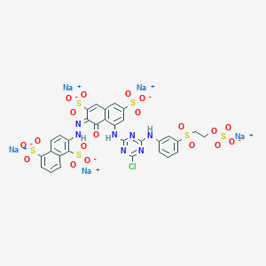 molecular formula C31H19ClN7Na5O19S6 B109915 pentasodium;(3E)-5-[[4-chloro-6-[3-(2-sulfonatooxyethylsulfonyl)anilino]-1,3,5-triazin-2-yl]amino]-3-[(1,5-disulfonatonaphthalen-2-yl)hydrazinylidene]-4-oxonaphthalene-2,7-disulfonate CAS No. 93050-79-4