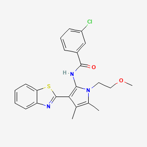 molecular formula C23H22ClN3O2S B10992109 N-[3-(1,3-benzothiazol-2-yl)-1-(2-methoxyethyl)-4,5-dimethyl-1H-pyrrol-2-yl]-3-chlorobenzamide 
