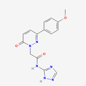 molecular formula C15H14N6O3 B10992311 2-[3-(4-methoxyphenyl)-6-oxopyridazin-1(6H)-yl]-N-(4H-1,2,4-triazol-3-yl)acetamide 