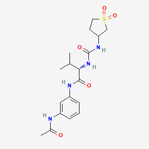 molecular formula C18H26N4O5S B10993838 N-[3-(acetylamino)phenyl]-N~2~-[(1,1-dioxidotetrahydrothiophen-3-yl)carbamoyl]-L-valinamide 