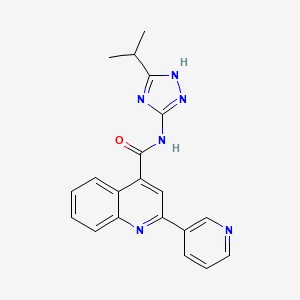 molecular formula C20H18N6O B10994209 N-[3-(propan-2-yl)-1H-1,2,4-triazol-5-yl]-2-(pyridin-3-yl)quinoline-4-carboxamide 