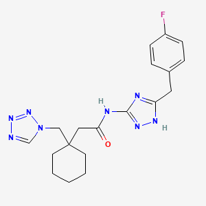 molecular formula C19H23FN8O B10994346 N-[5-[(4-fluorophenyl)methyl]-1H-1,2,4-triazol-3-yl]-2-[1-(tetrazol-1-ylmethyl)cyclohexyl]acetamide 