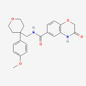 molecular formula C22H24N2O5 B10994398 N-{[4-(4-methoxyphenyl)tetrahydro-2H-pyran-4-yl]methyl}-3-oxo-3,4-dihydro-2H-1,4-benzoxazine-6-carboxamide 