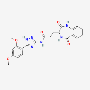molecular formula C22H22N6O5 B10994422 N-[5-(2,4-dimethoxyphenyl)-1H-1,2,4-triazol-3-yl]-3-(2-hydroxy-5-oxo-4,5-dihydro-3H-1,4-benzodiazepin-3-yl)propanamide 