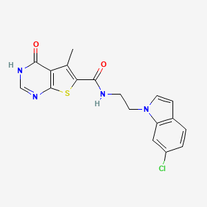 molecular formula C18H15ClN4O2S B10994473 N-[2-(6-chloro-1H-indol-1-yl)ethyl]-4-hydroxy-5-methylthieno[2,3-d]pyrimidine-6-carboxamide 