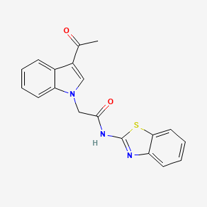 molecular formula C19H15N3O2S B10994514 2-(3-acetyl-1H-indol-1-yl)-N-[(2Z)-1,3-benzothiazol-2(3H)-ylidene]acetamide 