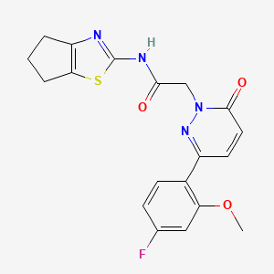 molecular formula C19H17FN4O3S B10994515 2-[3-(4-fluoro-2-methoxyphenyl)-6-oxopyridazin-1(6H)-yl]-N-[(2Z)-3,4,5,6-tetrahydro-2H-cyclopenta[d][1,3]thiazol-2-ylidene]acetamide 