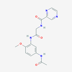 molecular formula C16H17N5O4 B10994661 N-(2-{[5-(acetylamino)-2-methoxyphenyl]amino}-2-oxoethyl)pyrazine-2-carboxamide 