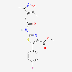 molecular formula C18H16FN3O4S B10994665 Methyl 2-{[(3,5-dimethyl-1,2-oxazol-4-yl)acetyl]amino}-5-(4-fluorophenyl)-1,3-thiazole-4-carboxylate 