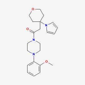 molecular formula C22H29N3O3 B10995009 1-[4-(2-methoxyphenyl)piperazin-1-yl]-2-[4-(1H-pyrrol-1-yl)tetrahydro-2H-pyran-4-yl]ethanone 