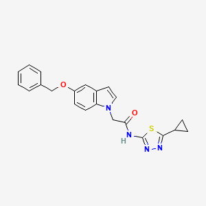 molecular formula C22H20N4O2S B10995075 2-[5-(benzyloxy)-1H-indol-1-yl]-N-[(2E)-5-cyclopropyl-1,3,4-thiadiazol-2(3H)-ylidene]acetamide 