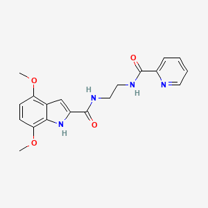 molecular formula C19H20N4O4 B10995328 4,7-dimethoxy-N-{2-[(pyridin-2-ylcarbonyl)amino]ethyl}-1H-indole-2-carboxamide 