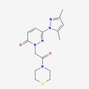 molecular formula C15H19N5O2S B10995380 6-(3,5-dimethyl-1H-pyrazol-1-yl)-2-[2-oxo-2-(thiomorpholin-4-yl)ethyl]pyridazin-3(2H)-one 