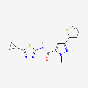 molecular formula C14H13N5OS2 B10995417 N-(5-cyclopropyl-1,3,4-thiadiazol-2-yl)-1-methyl-3-(thiophen-2-yl)-1H-pyrazole-5-carboxamide 