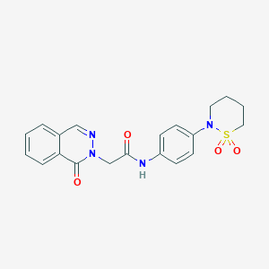 molecular formula C20H20N4O4S B10995520 N-[4-(1,1-dioxido-1,2-thiazinan-2-yl)phenyl]-2-(1-oxophthalazin-2(1H)-yl)acetamide 