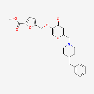 molecular formula C25H27NO6 B10995553 methyl 5-[({6-[(4-benzylpiperidin-1-yl)methyl]-4-oxo-4H-pyran-3-yl}oxy)methyl]furan-2-carboxylate 